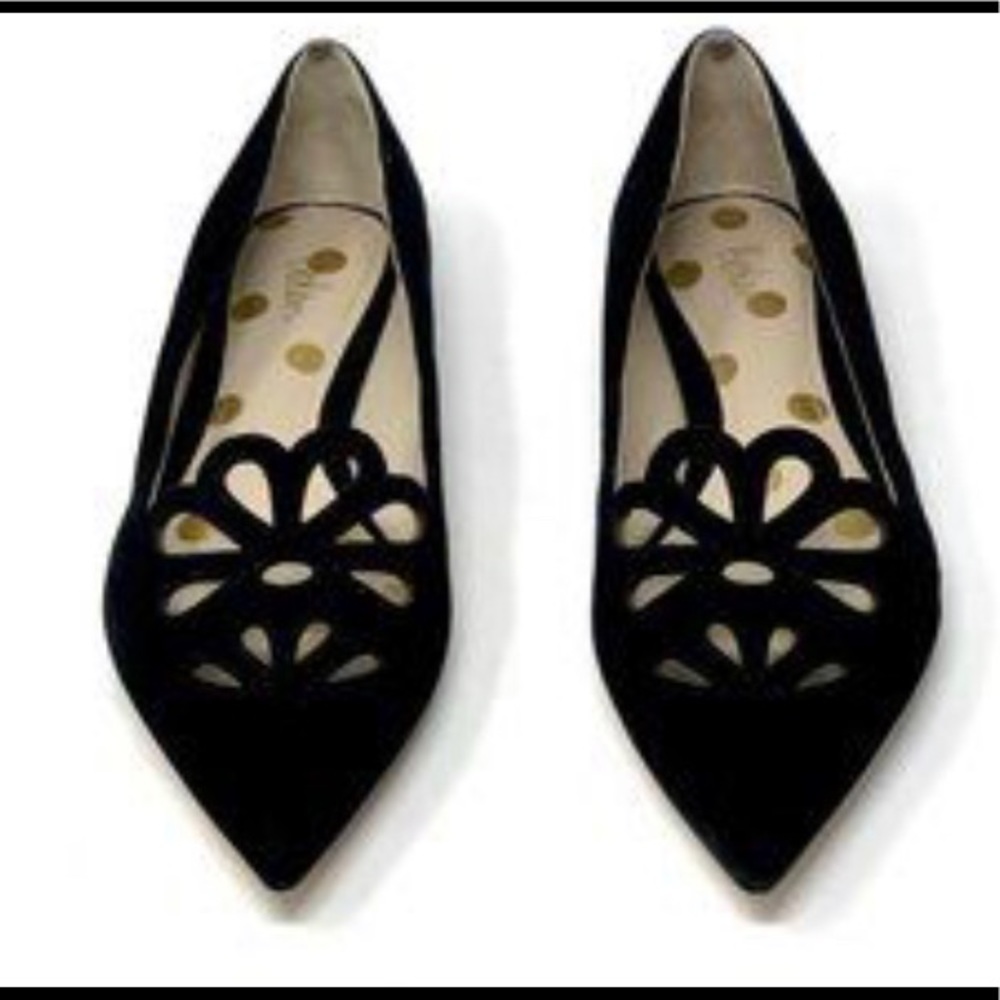 Boden Suede Eloise Flats Black size 8 (39) EUC